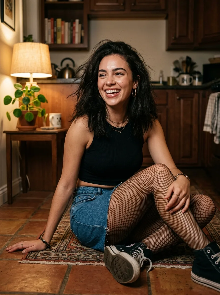 Laughing Kitchen Floor Lifestyle Portrait