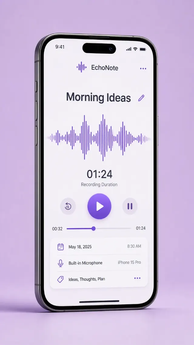 Lavender Voice Note App Screenshot