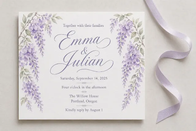 Lavender Wisteria Wedding Invitation