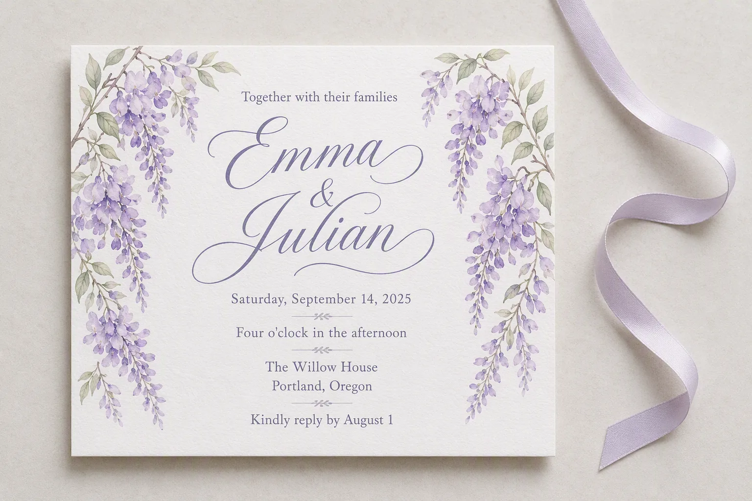 Lavender Wisteria Wedding Invitation