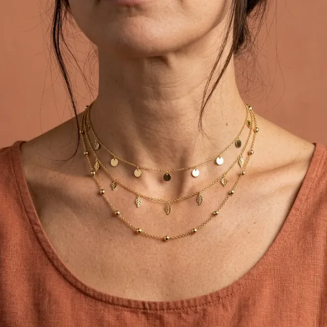 Layered Choker Set Jewelry Close Up