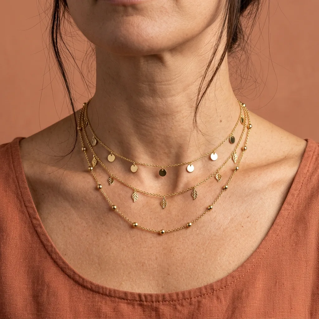 Layered Choker Set Jewelry Close Up