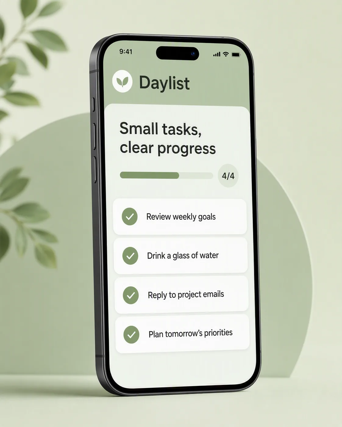 Light Green Todo App Feature Screenshot