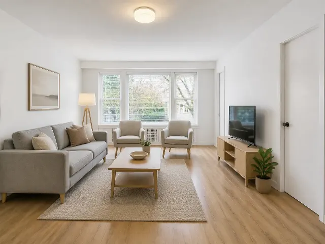 Light Neutral Living Room Virtual Staging