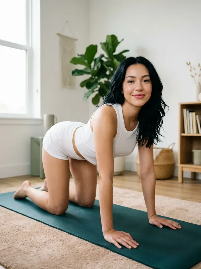 Living Room Yoga Stretch Portrait