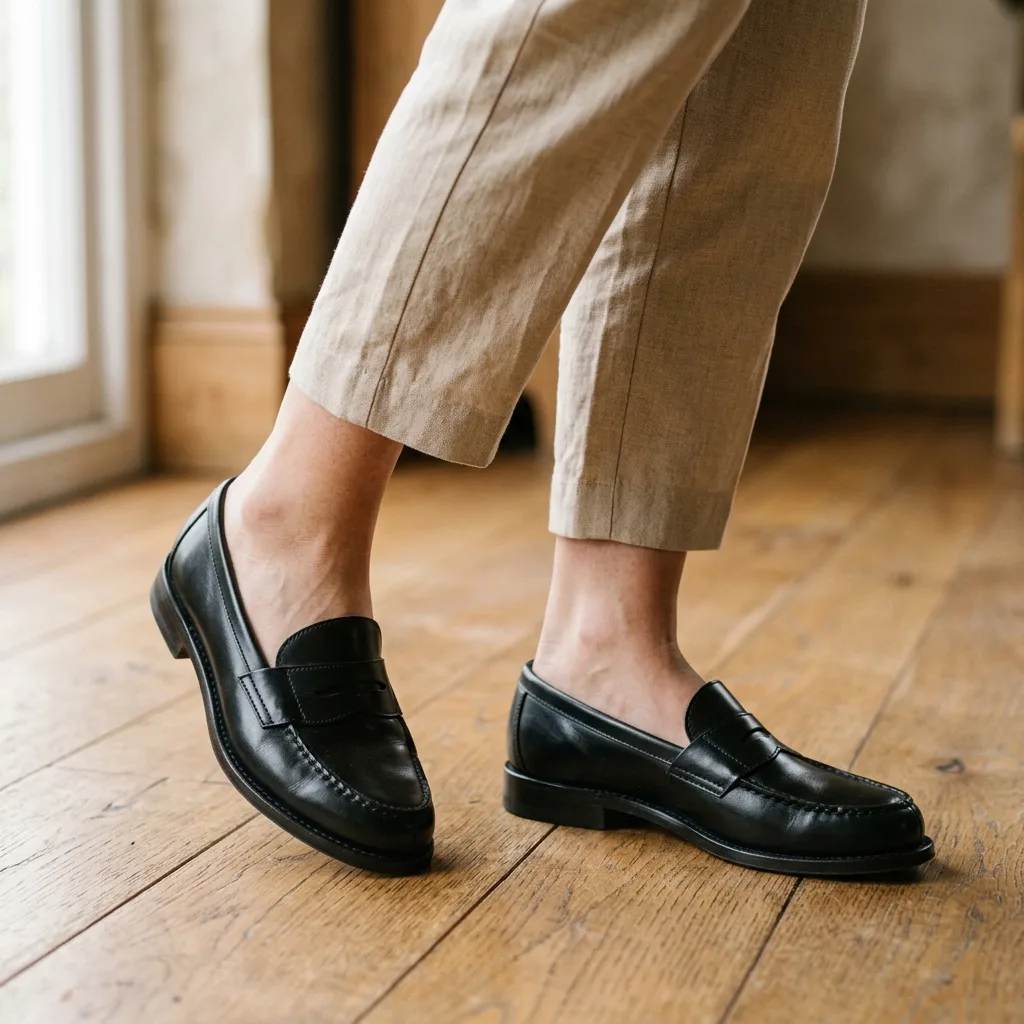 Loafers With Cropped Trousers Product Photo