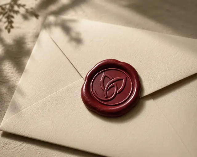Logo Wax Seal On Cream Envelope