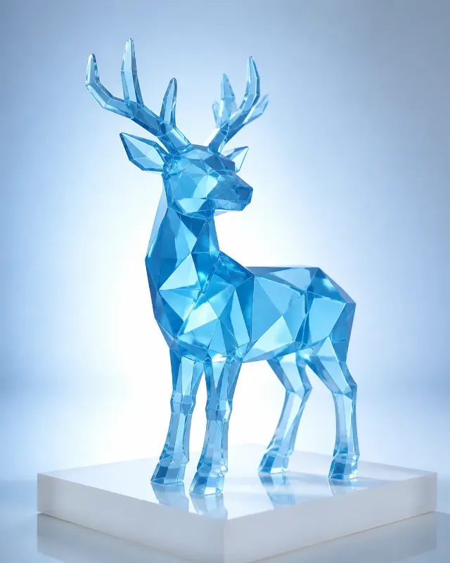 Low-Poly Crystal Deer Figurine Photo