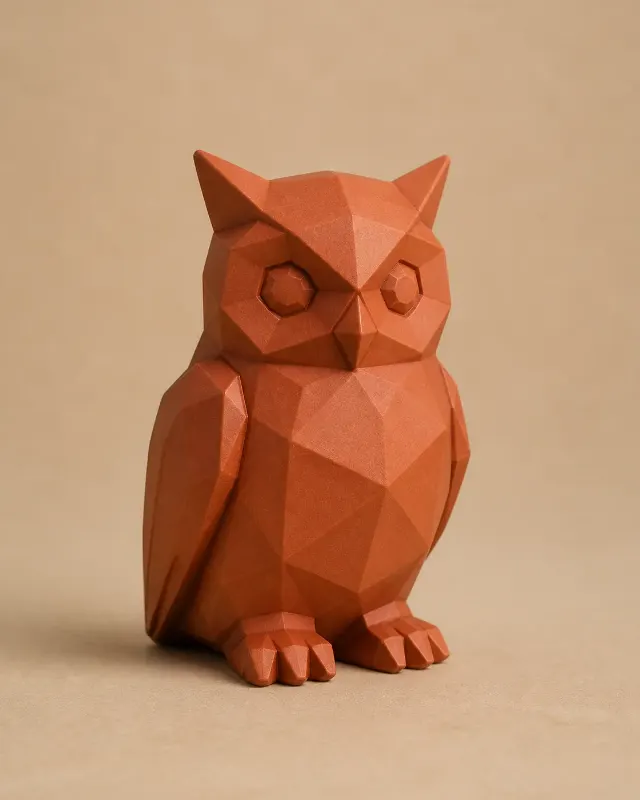 Low-Poly Owl Figurine Product Photo