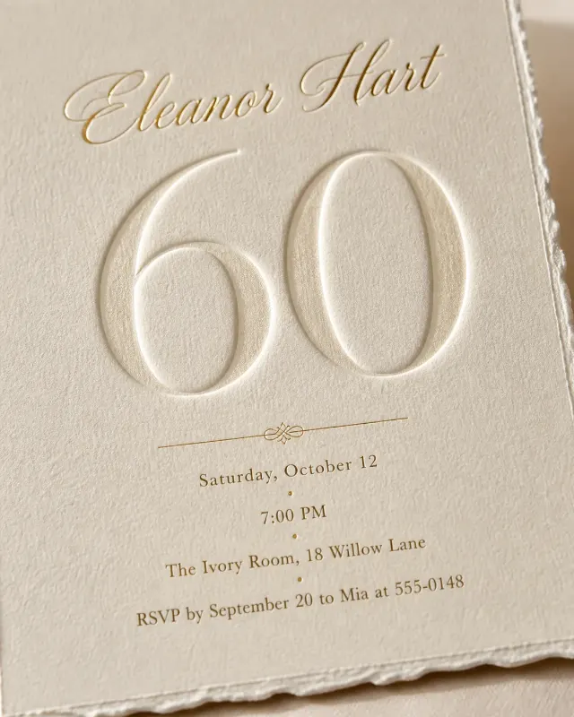 Luxury Embossed 60th Birthday Invitation