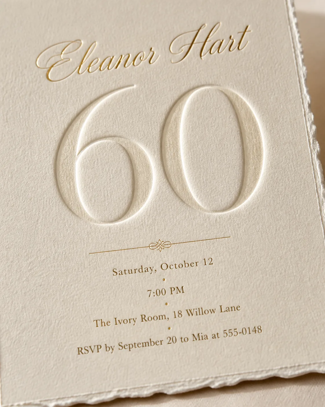 Luxury Embossed 60th Birthday Invitation