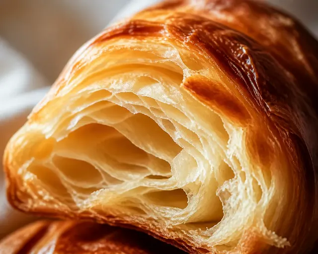 Macro Flaky Croissant Food Photo