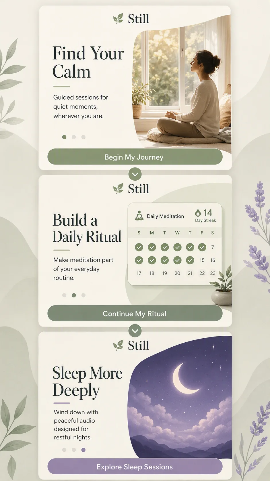 Meditation App Onboarding Screens