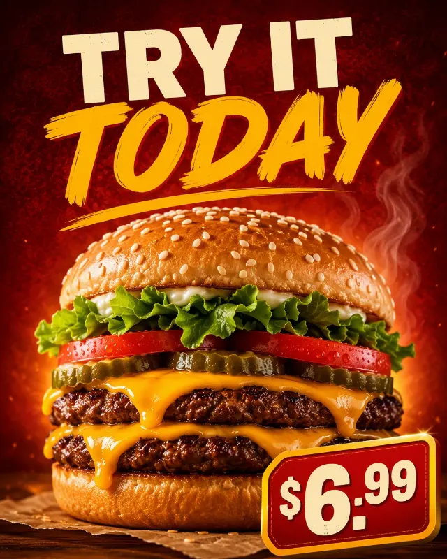Melting Cheeseburger Fast Food Ad