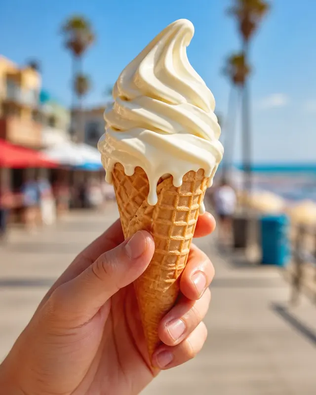Melting Ice Cream Cone Beach Photo