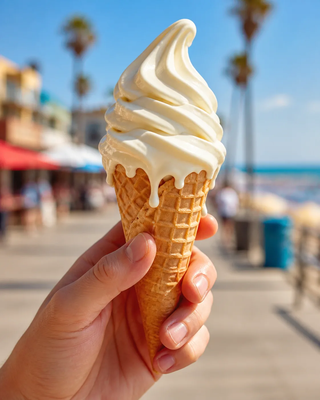 Melting Ice Cream Cone Beach Photo