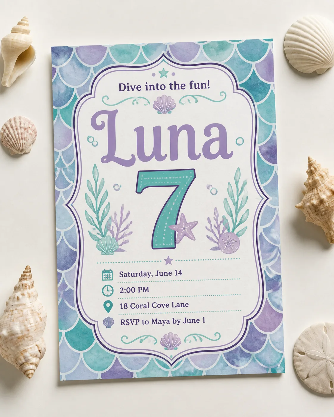 Mermaid Under The Sea Invitation