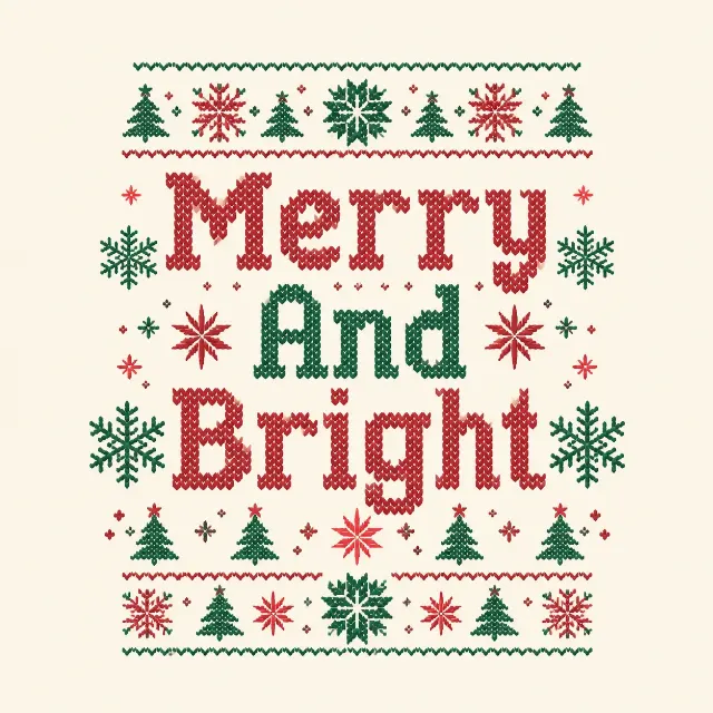 Merry And Bright Christmas T-Shirt Design
