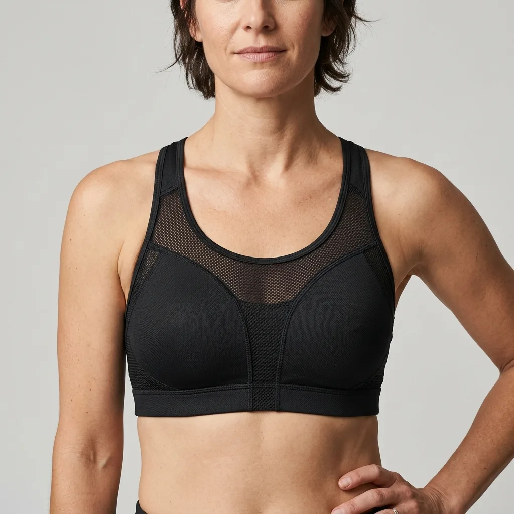 Mesh Panel Sports Bra Studio Model Photo