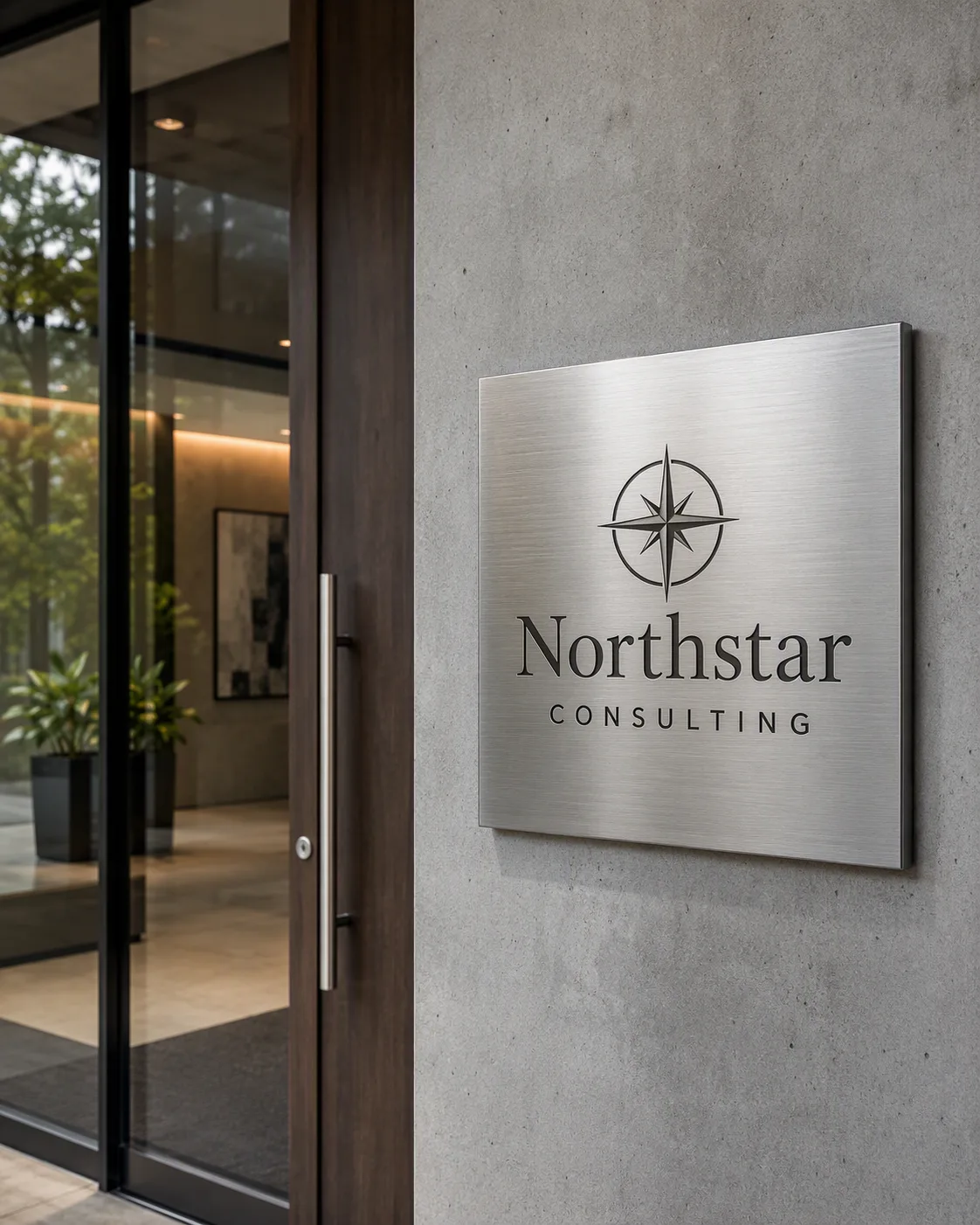 Metal Plaque Logo Entrance Mockup