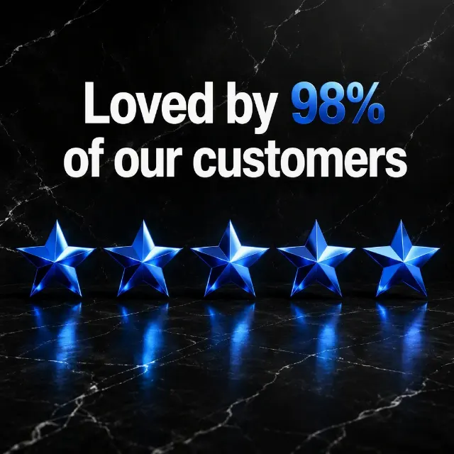 Metallic Blue Star Rating Instagram Post