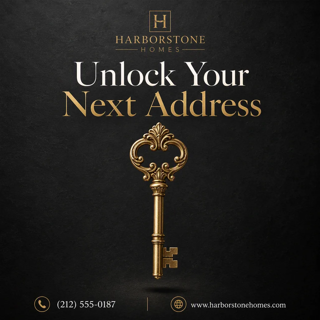 Metallic Gold Key Real Estate LinkedIn Post