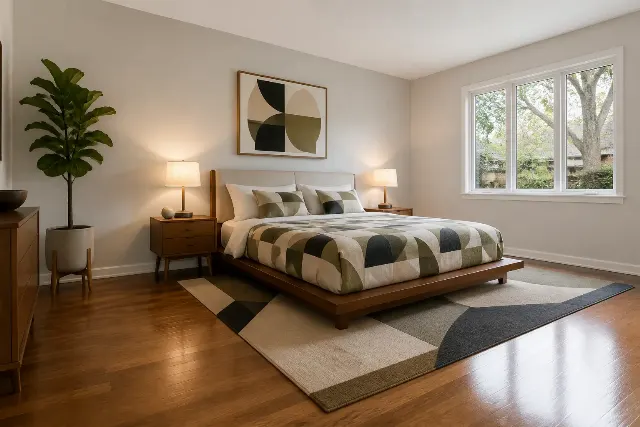 Mid Century Bedroom Virtual Staging