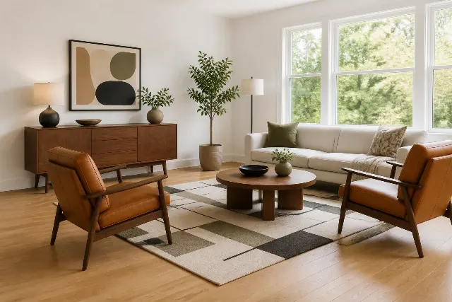 Mid-Century Modern Living Room Staging