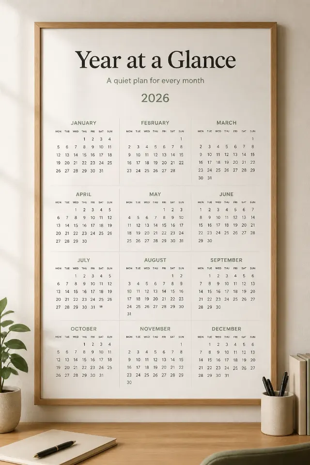 Minimal 2026 Calendar Desk Poster