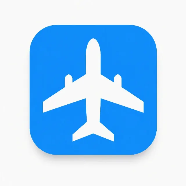Minimal Airplane App Icon On Sky Blue