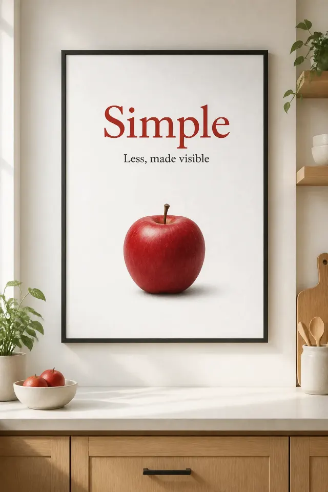 Minimal Apple Kitchen Framed Poster