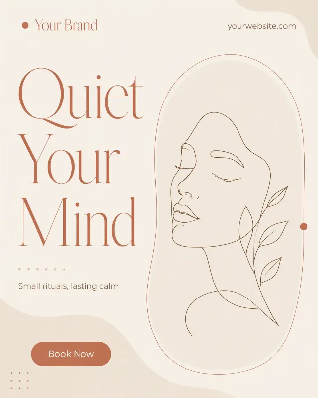 Minimal Beige Spa Line Art Post
