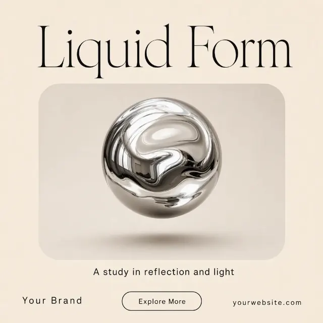 Minimal Chrome Sphere Instagram Post