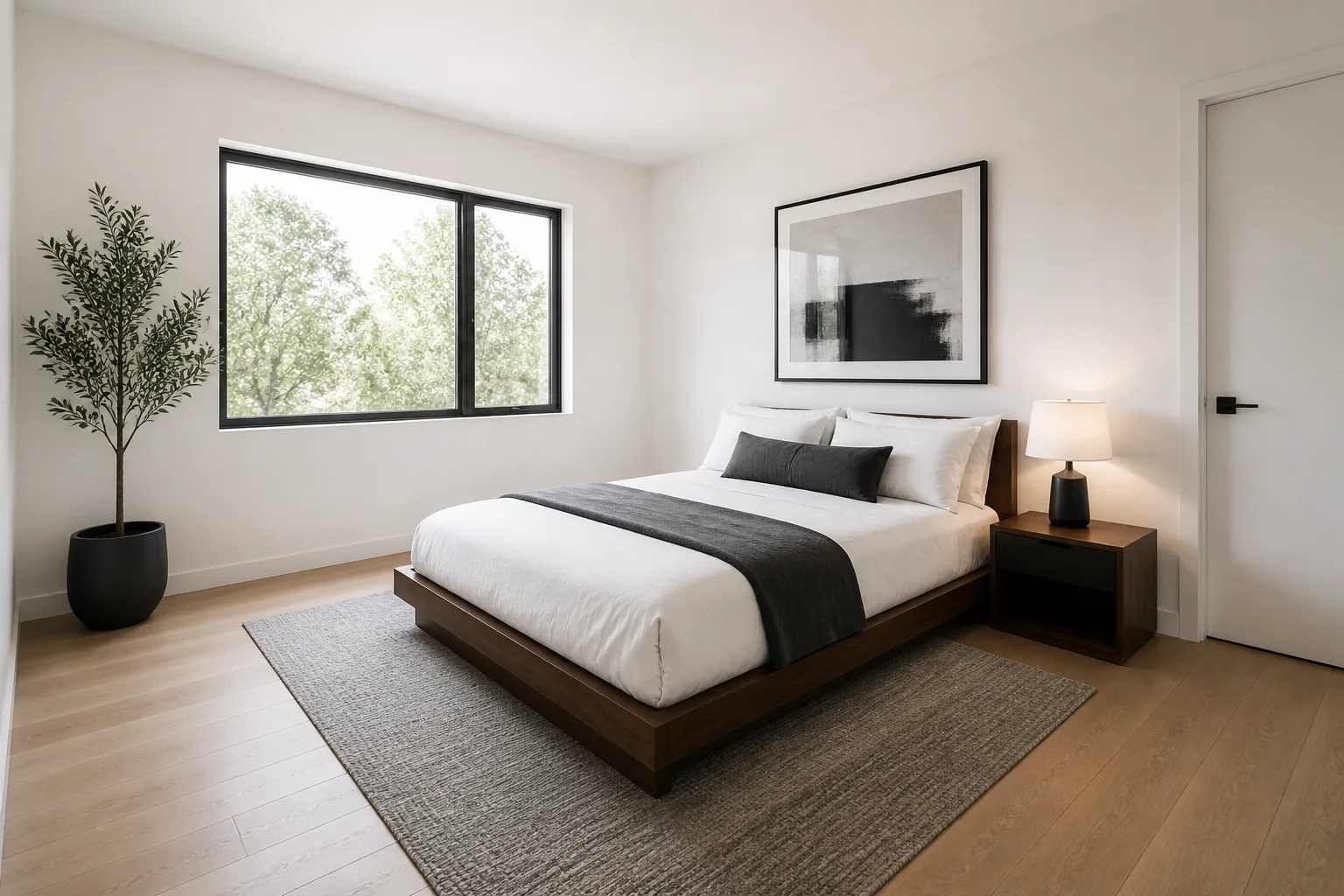 Minimal Monochrome Staged Bedroom Photo