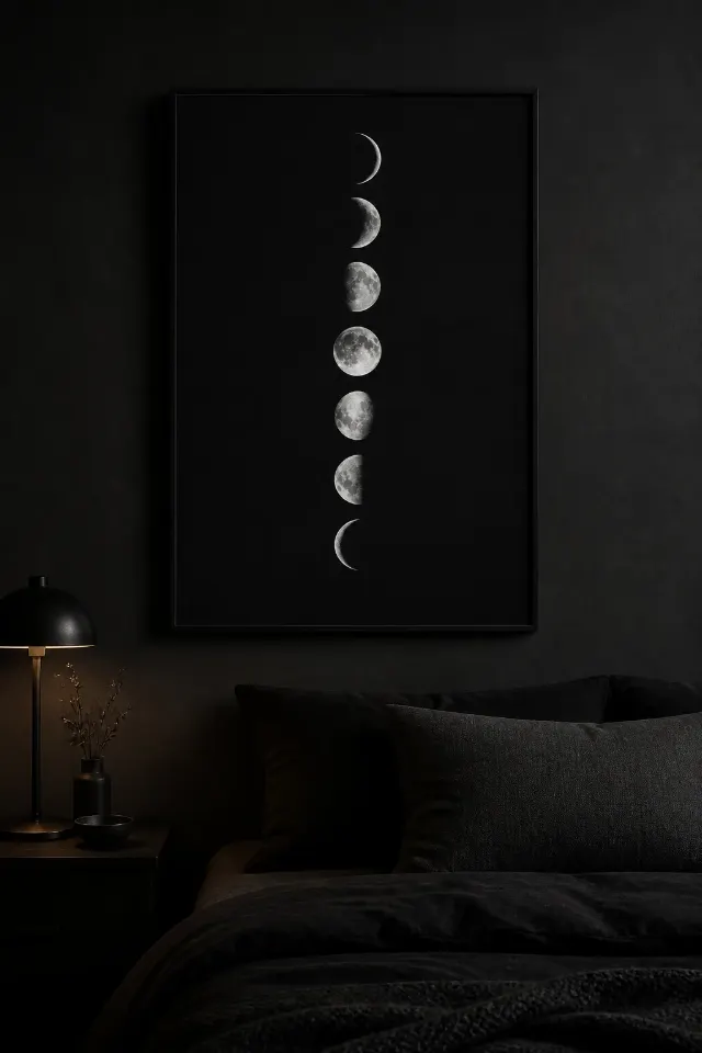 Minimal Moon Phases Bedroom Poster