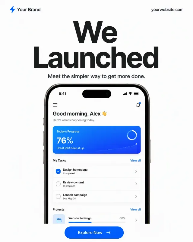 Minimal Tech Startup Launch Post