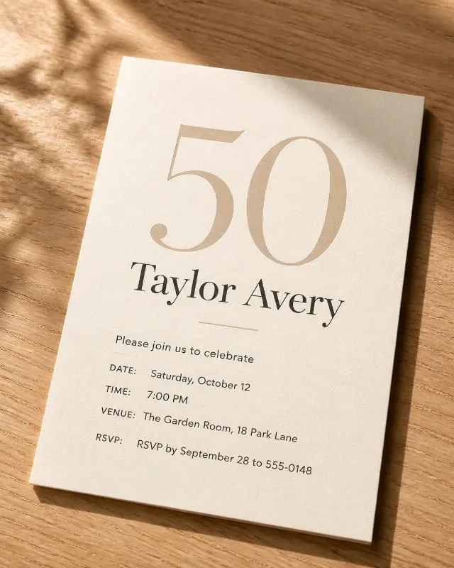 Minimalist Cream Adult Birthday Invitation