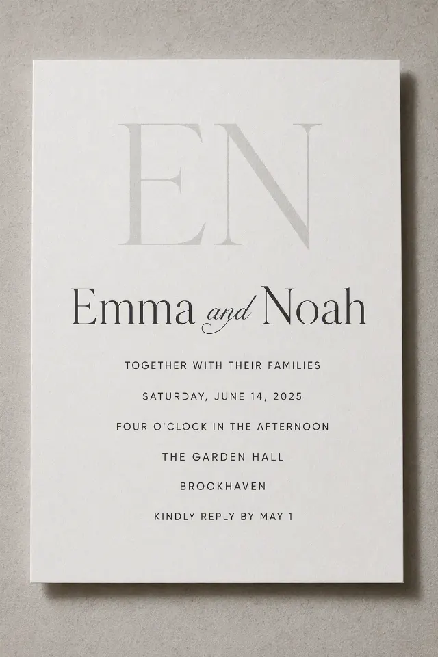 Minimalist Monogram Wedding Invitation
