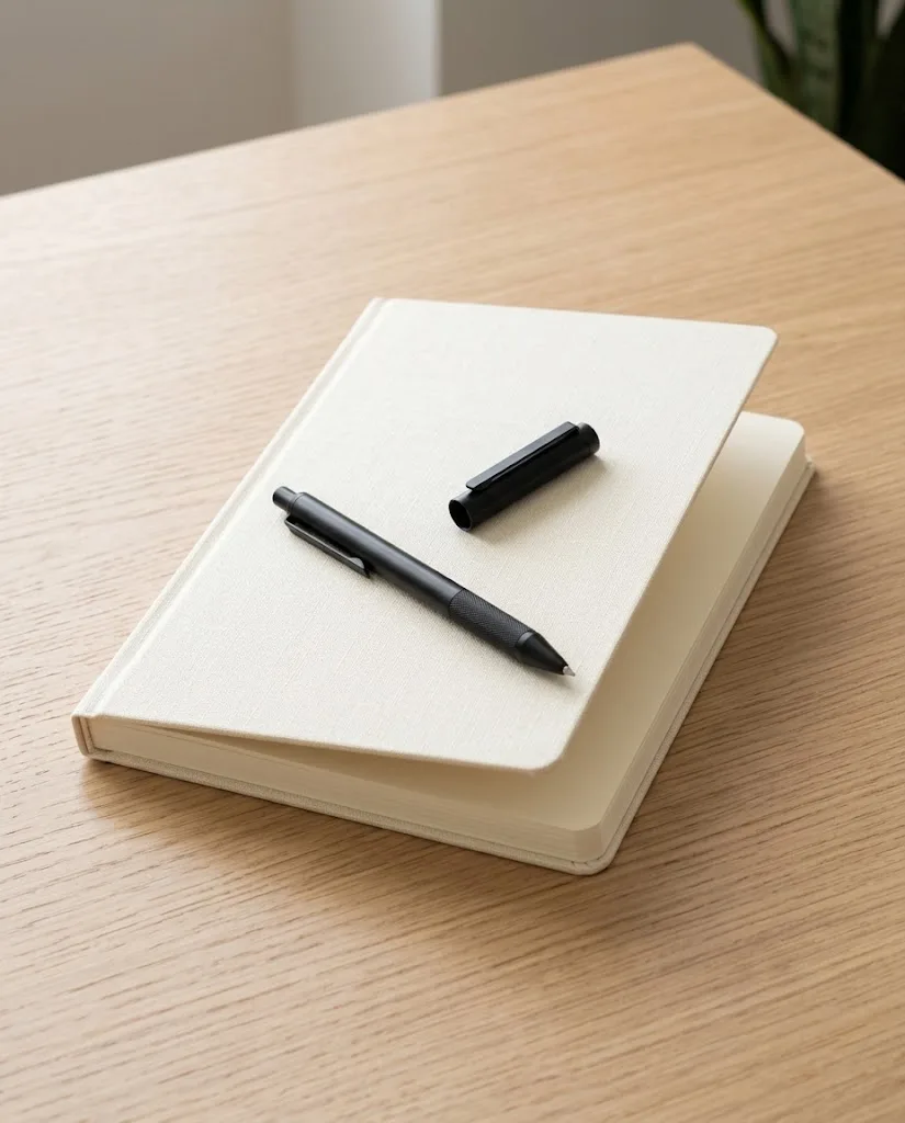 Minimalist Notebook And Pen Desk Photo