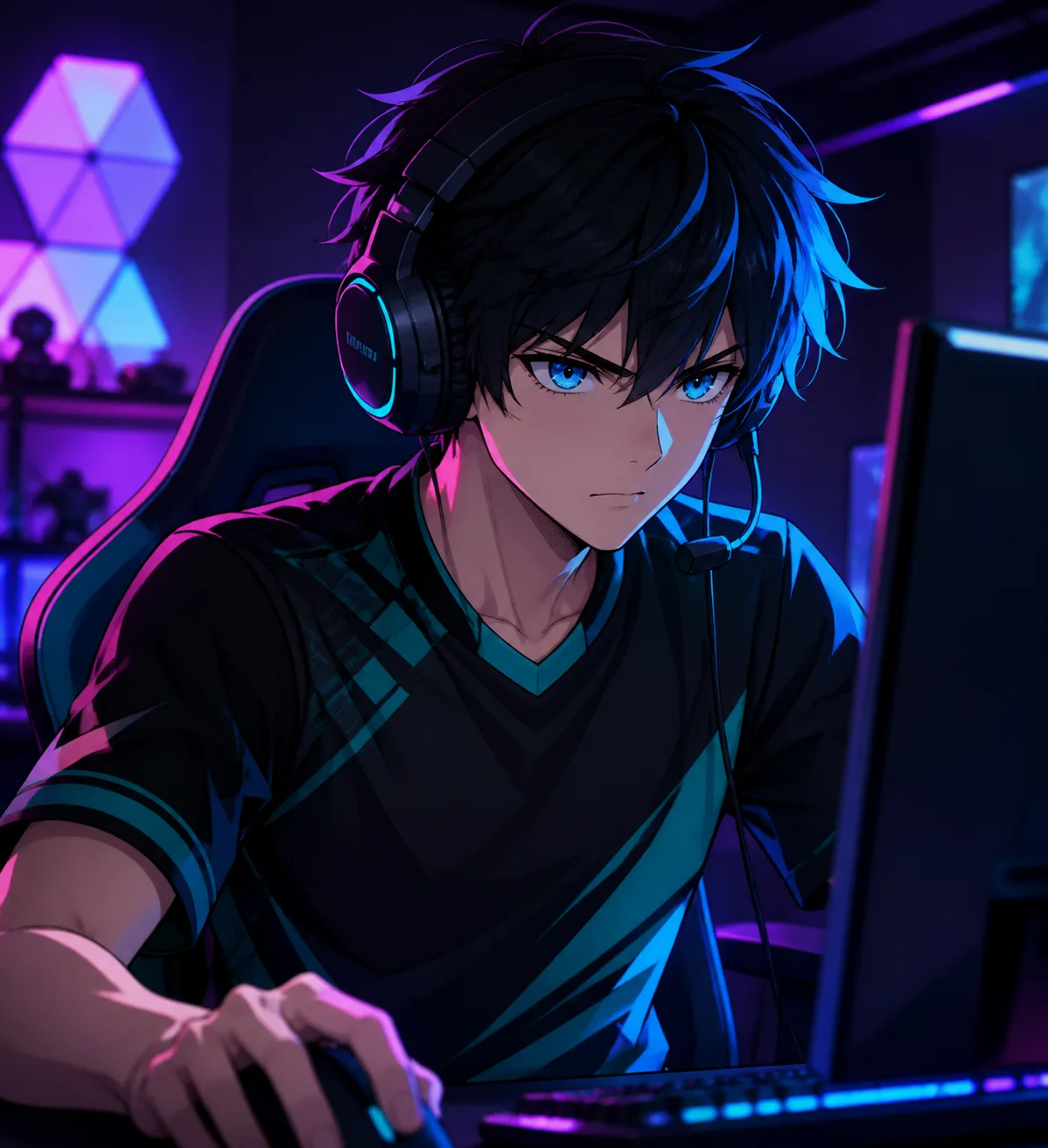Modern Anime Esports Player Illustration