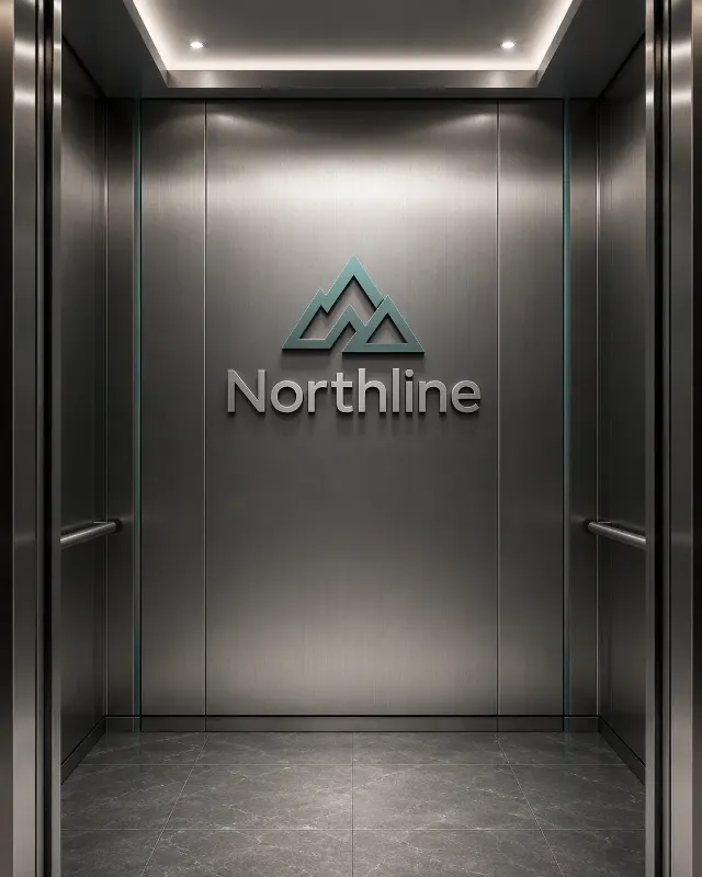 Modern Elevator Logo Wall Mockup