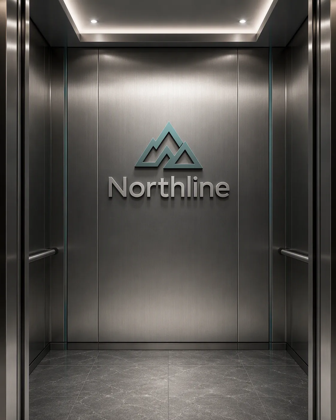 Modern Elevator Logo Wall Mockup