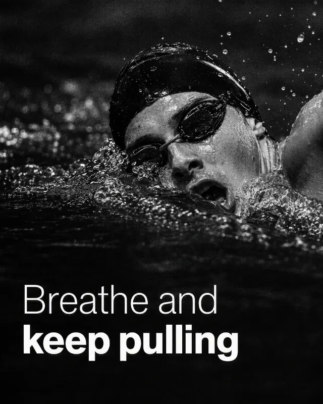 Monochrome Swimmer Motivational Quote Post