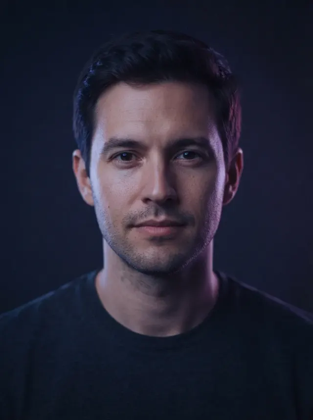 Moody Colored Light Podcast Portrait