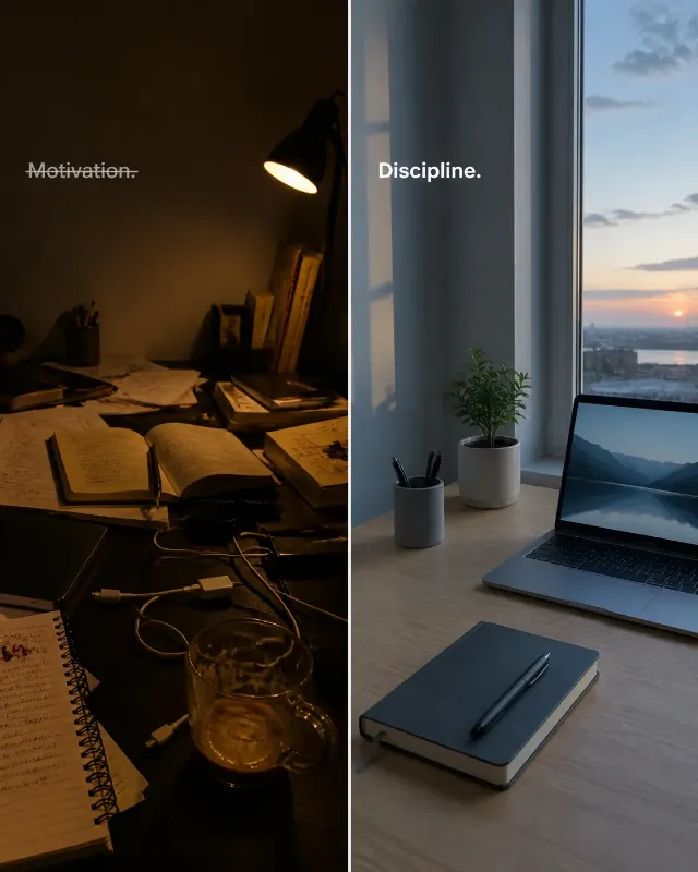 Motivation Versus Discipline Split Image