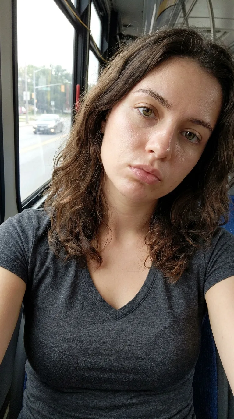 Natural Daylight Bus Window Selfie