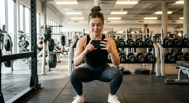 Natural Mid-Squat Gym Selfie Portrait