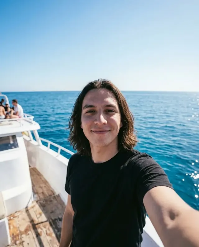 Natural Open Sea Boat Deck Selfie