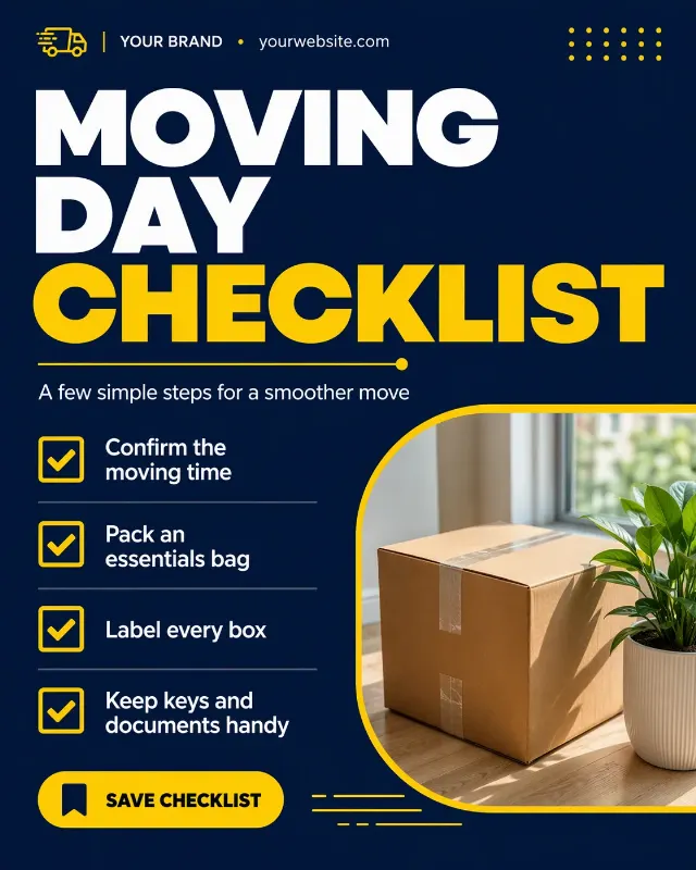 Navy And Yellow Moving Day Checklist