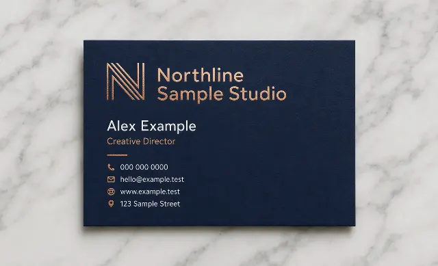 Navy Copper Foil Business Card Mockup